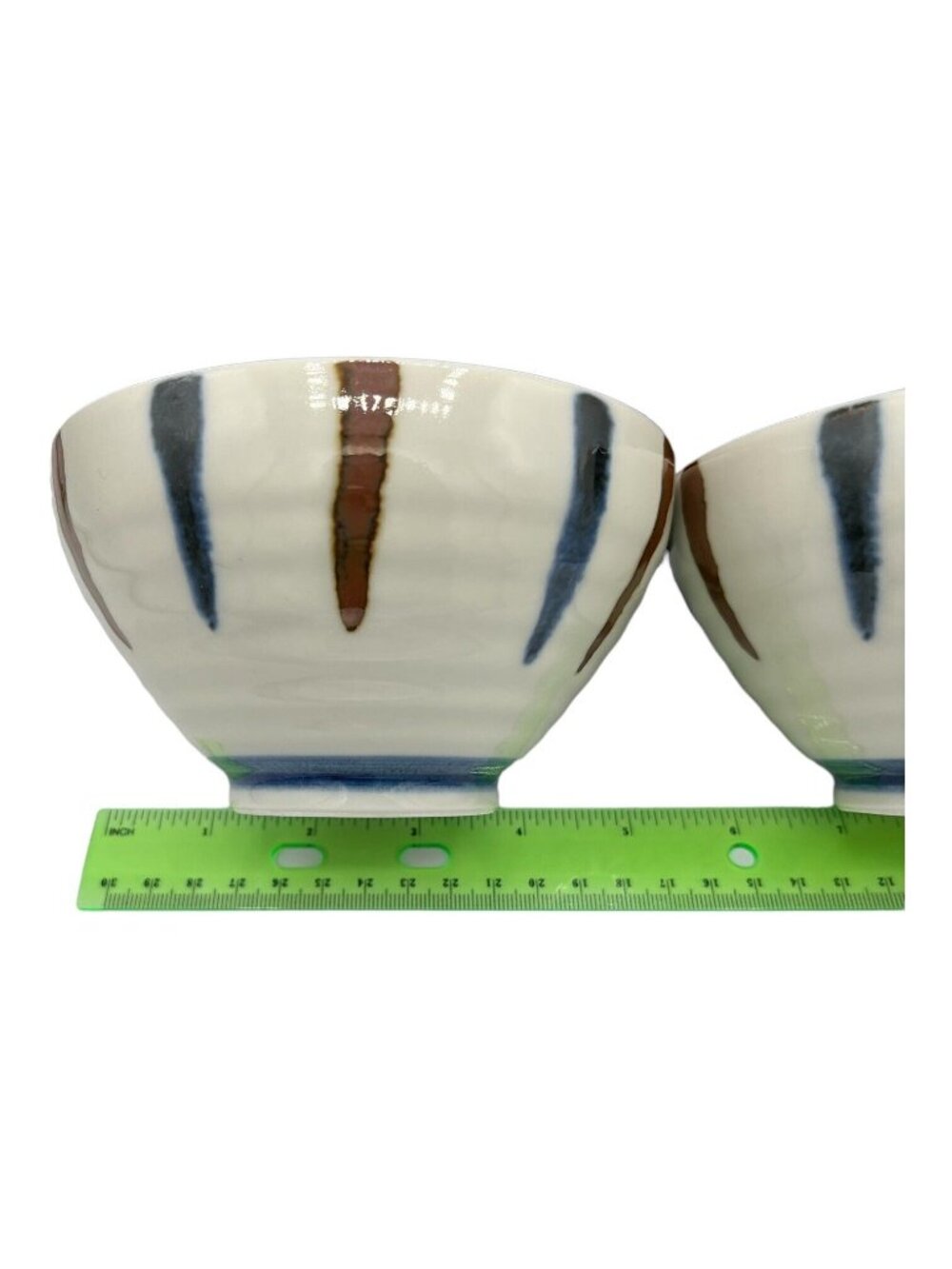 Pair of Japanese Ceramic Rice Soup Noodle Bowls & Chopsticks in Original Box - Picture 3 of 11